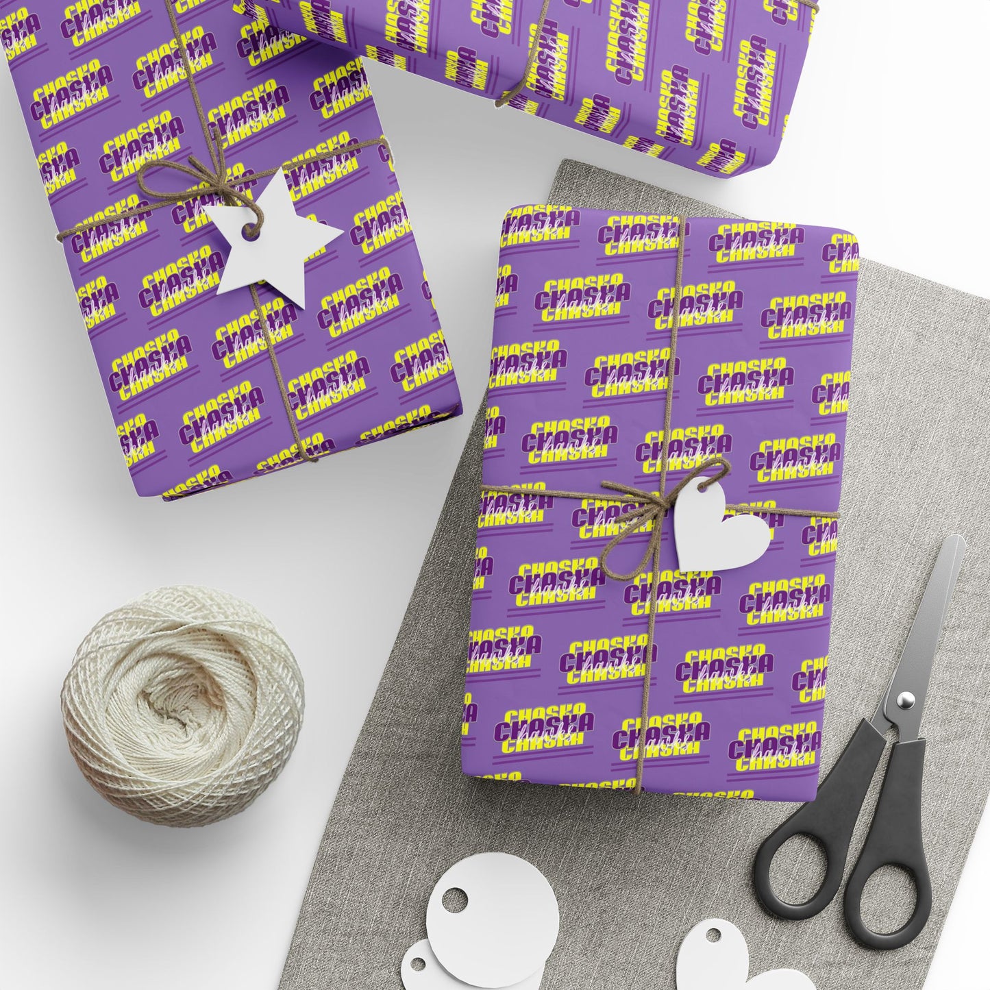 Chaska Hawks Wrapping Paper - Purple