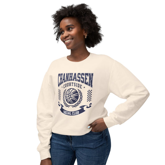 Chanhassen Courtside Social Club - White/Ivory Unisex Lightweight Crewneck Sweatshirt