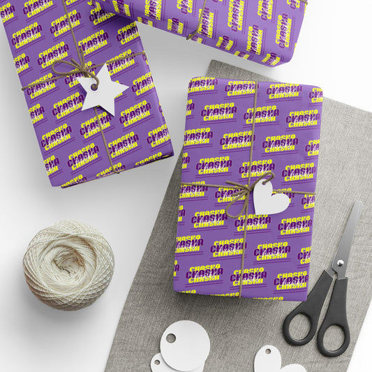 Chaska Hawks Wrapping Paper - Purple